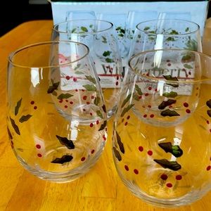 Set of 4 stemless wine glasses